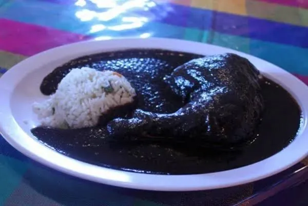 Oaxacan mole plate at Guelaguetza