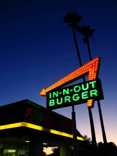 In-N-Out Burger classic drive-thru neon sign